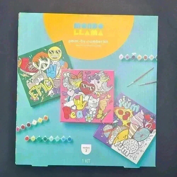 Mondo llama pain by numbers kit pain and brushes included makes 3 - Picture 1 of 2
